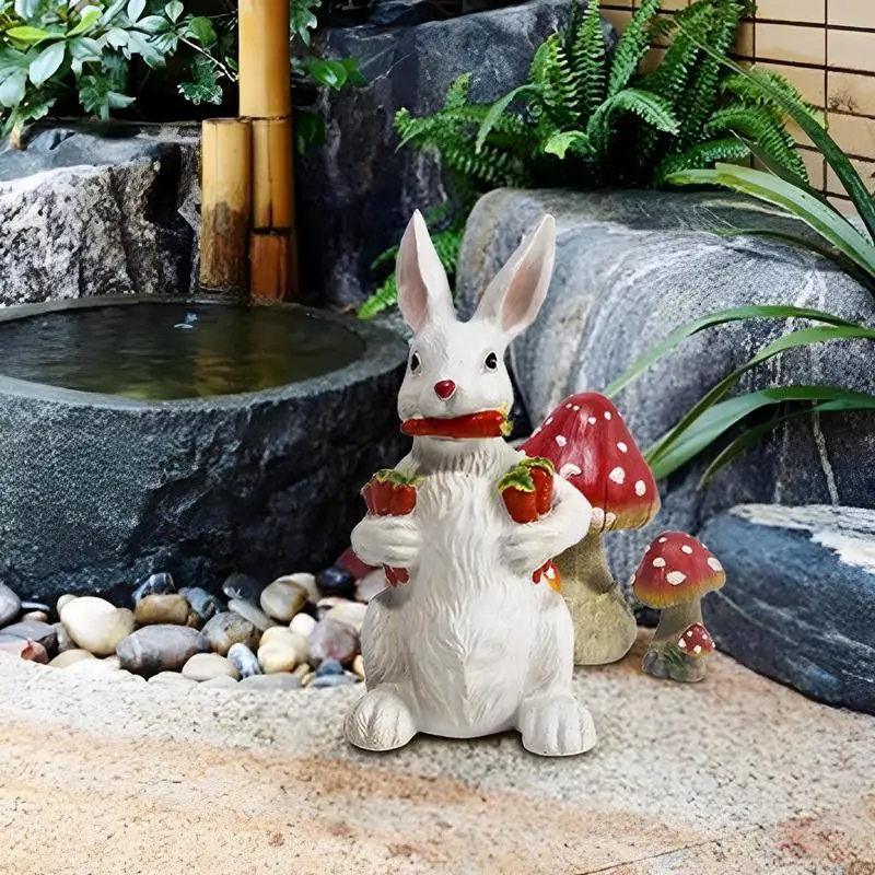 

Garden Rabbit Resin Statues Bunny Figurines cute animal sculpture balcony resin crafts ornaments For Patio Yard Lawn Decoration