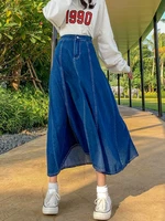 Maxi Long Skirts Women Spring Summer Casual High Waisted Jean Skirt Ladies Splicing A-Line Ruffle Denim Skirt Plus Size  5XL 6XL - Image 3