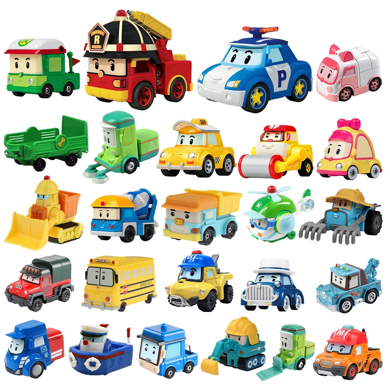 Corea Cartoon Robocar Poli Roy Spooky Cap Amber Marine Anime Metal Car Model Toy For Children Kids Boy Christmas Birthday Gifts