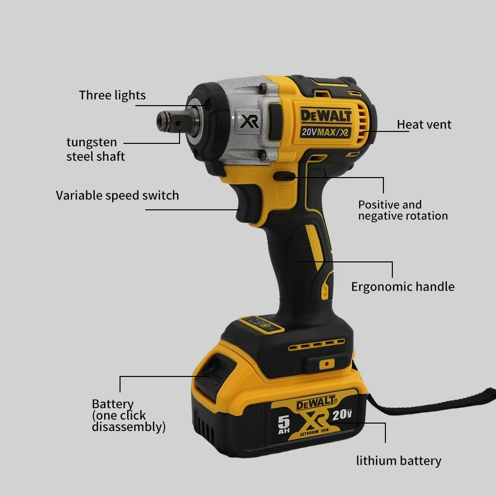 Dewalt DCF880 3300RPM Brushless Impact Wrench High Torque Cordless Electric Wrench Tire Repair Tool 20V Rechargeable Power Tools 6