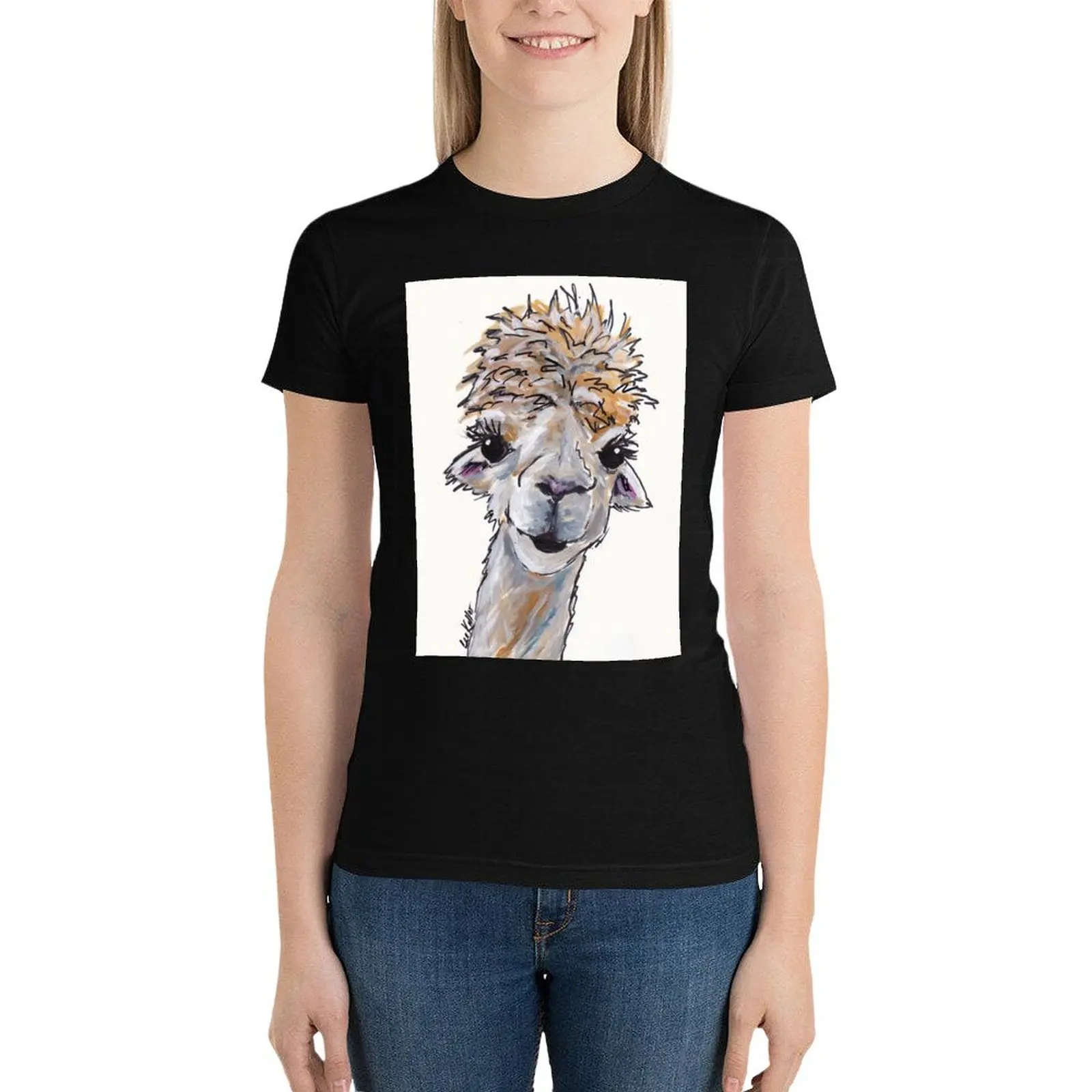 Cute Alpaca Art, Angel T-Shirt cute clothes tops cute tops cotton t shirts Women