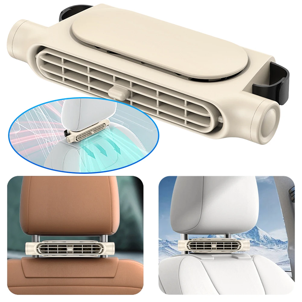 Car Interior Rear Headrest Fan Cooler 3 Speeds Adjustable Car Seat Headrest Fan Air Cooling Fan for Front Rear Seat Passenger