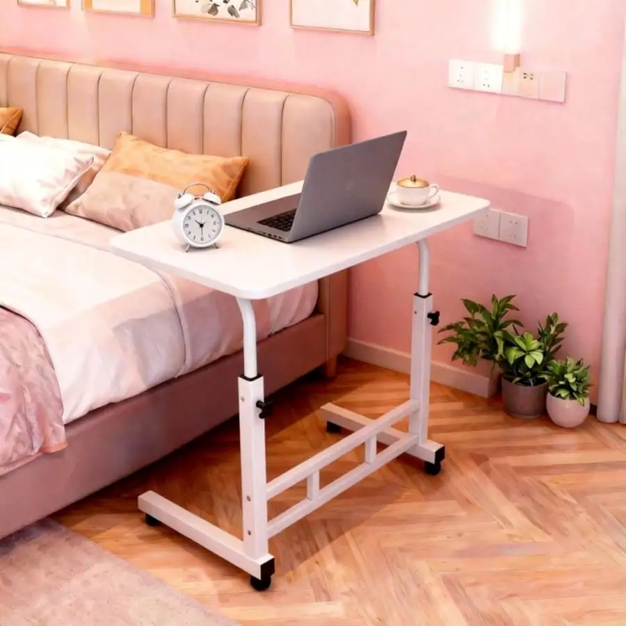 Adjustable Height From 23-35 Inches, Available In Black And White, This Multi-Functional, Wheeled, Height-Adjustable Office Desk