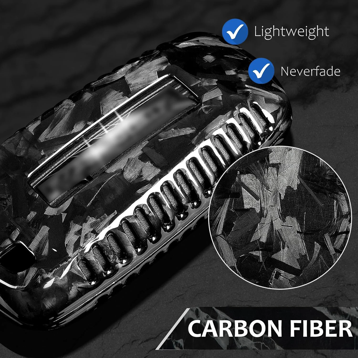 Key Fob Cover for Ford Bronco Forged Carbon Fiber Key Case for F150 F350 F550 Raptor Bronco Sport Smart Shell Keychain