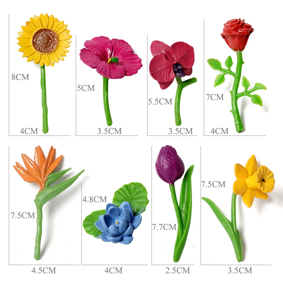 Realistický stromky květin miniaturní rostlin narcis, růže, tulipán, jilm, javor modelka montessori materiálů cifra kulisy kognitivní hraček