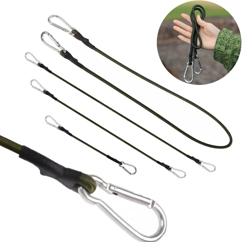30-120cm Heavy Duty Bungee Cord Elastic Tie Strap String Carabiner Hooks Kayak Cycling Luggage Packing Ropes Camping Accessories