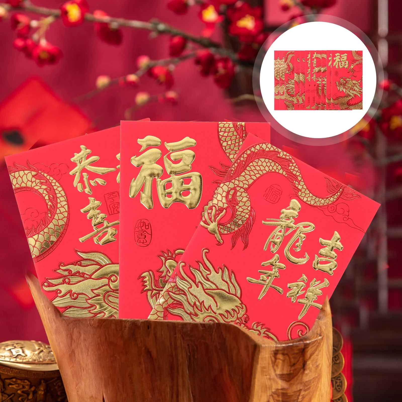 

30/60Pcs New Year Lucky Red Envelope Symbol of Dragon Year Money Pocket Envelope Zodiac Dragon Pocket Gift Money Envelopes