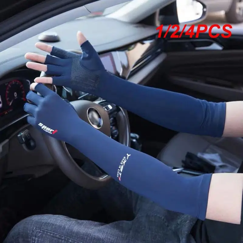 

1/2/4PCS Sun Protection Gloves Arm Sleeves Summer Ice Silk Sleeves Driving and Riding Non-slip Fishing Ice Sleeves Half-finger