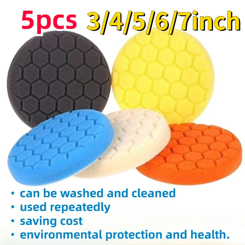 Car Polishing Pad Car Polish Pad Polishing Sponge Set Car Polishing Sponge Polishing Wheel Disc Polishing Wheel Kit 5-pack 3/4/5/6/7 Inch Car Polishing Pad Beauty Waxing Polishing Wheel Set Sponge Wheel Sponge Disc Set Car Gadget