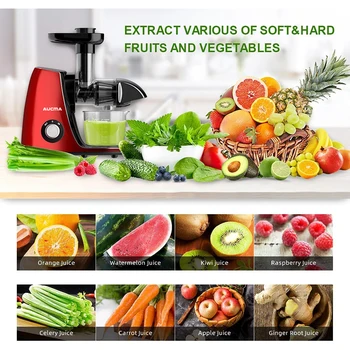 Aucma Juicer Machine Cold Press Juicer Machine with Quiet Motor and Reverse Function Recipes for High Nutrient Fruit Vegetable 6