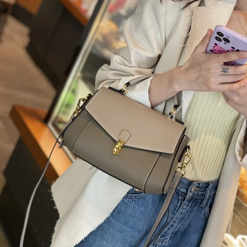 

Cow Leather Women's Luxury Bag New Fashion Trendy All-match Genuine Leather Shoulder Bag Ladies' Cowhide Handbag High Quality