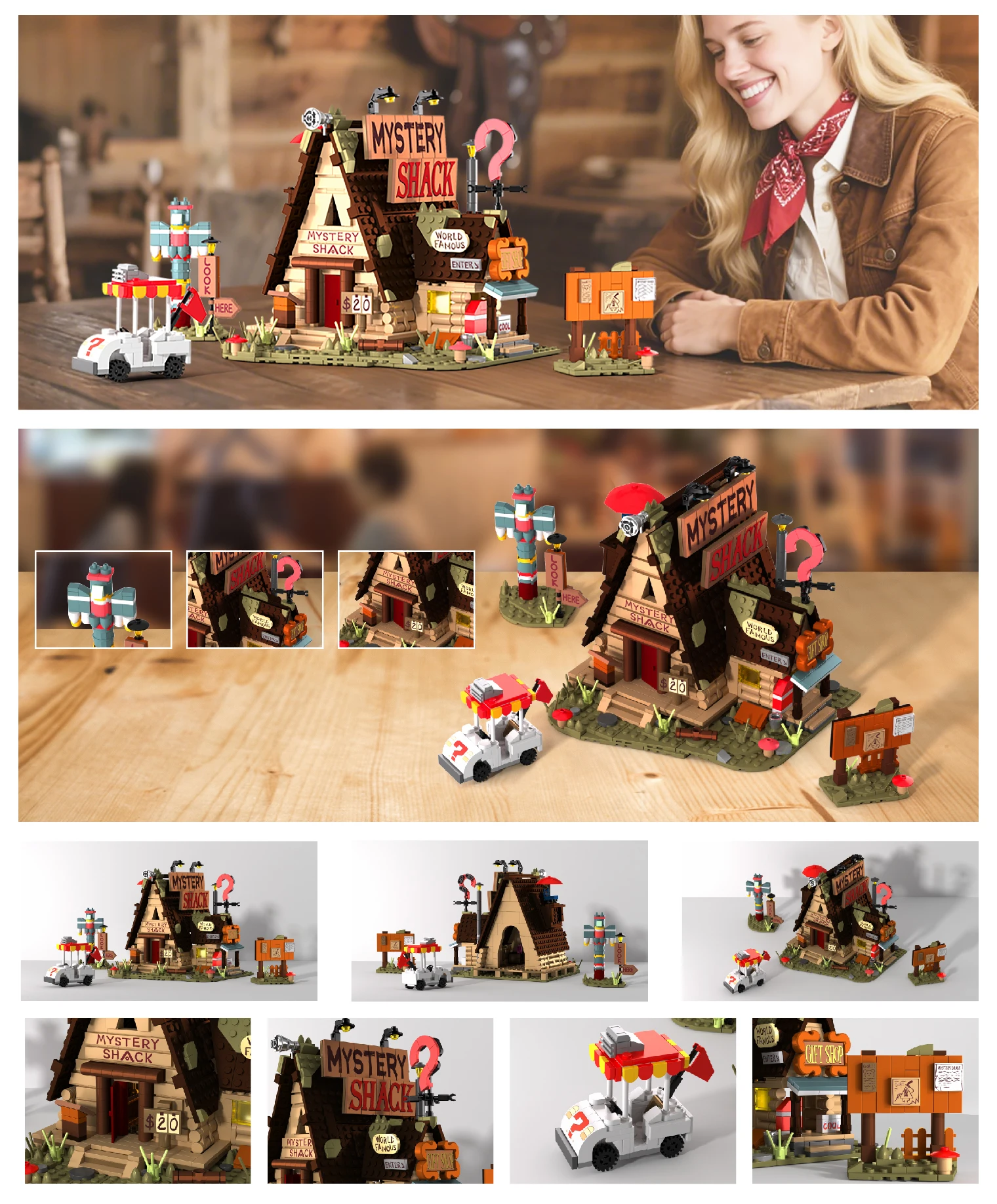 The Mystery Shack Modular Gravityed Fall house Building Block Fans Toy for Kids Birthday Gifts Farm Architecture Bricks Model