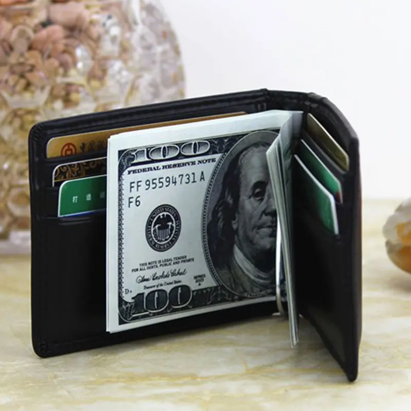 RFID Men's Leather Slim Bifold Money Clip Wallet Front Pocket Credit Card Holder 5