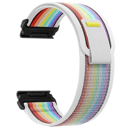 Breathable Nylon Trail Strap - QuickFit Enhanced Sports Band - QuickFit 26mm (White rainbow)