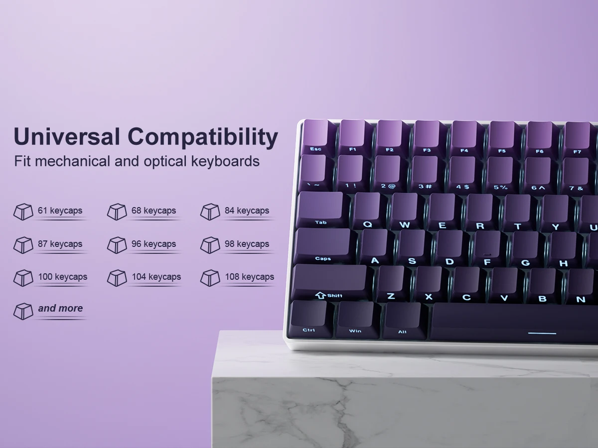 Lado impresso PBT Keycaps, roxo do inclinação,