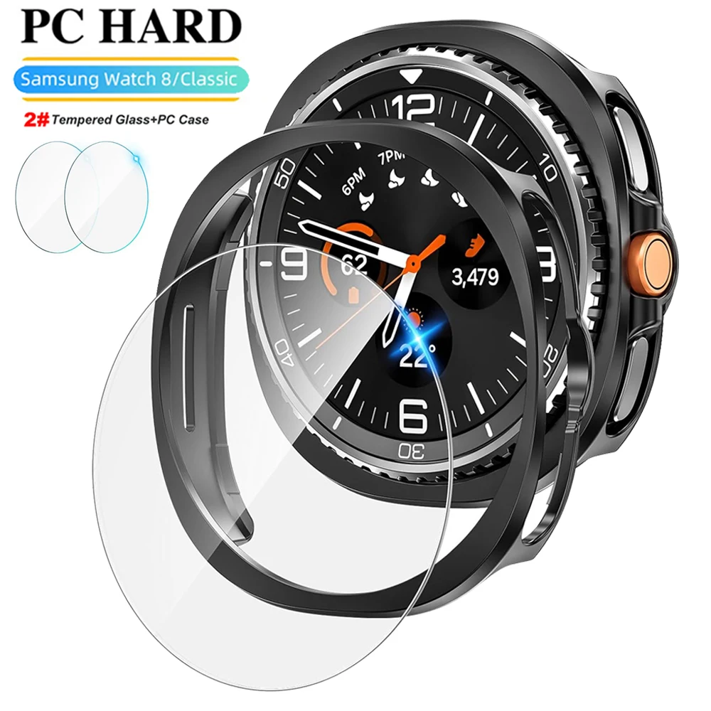 Premium Glass+PC Protective Watch Case - Durable Hollow Hard Cover for Galaxy Watch 8 Series
