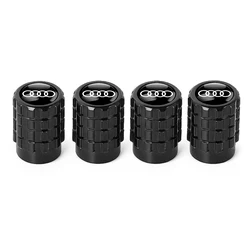Premium Metal Wheel Tire Valve Air Stem Cap Covers - Set of 4 (Audi - black - 4pcs)