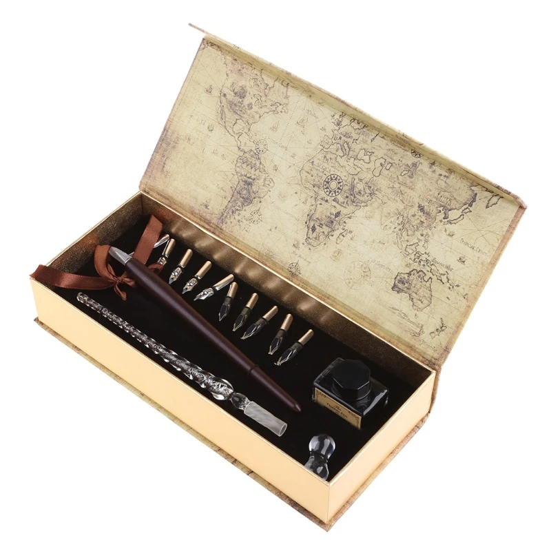 Vintage Wood Dip Pen Set Include 10 Pen Nibs for Beginner Art Gothic Dropship
