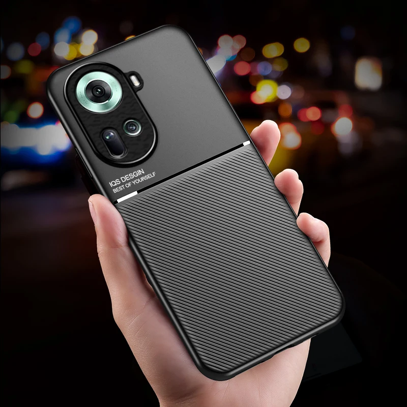 Luxury Leather Silicone Shockproof Phone Case with Car Magnetic Holder