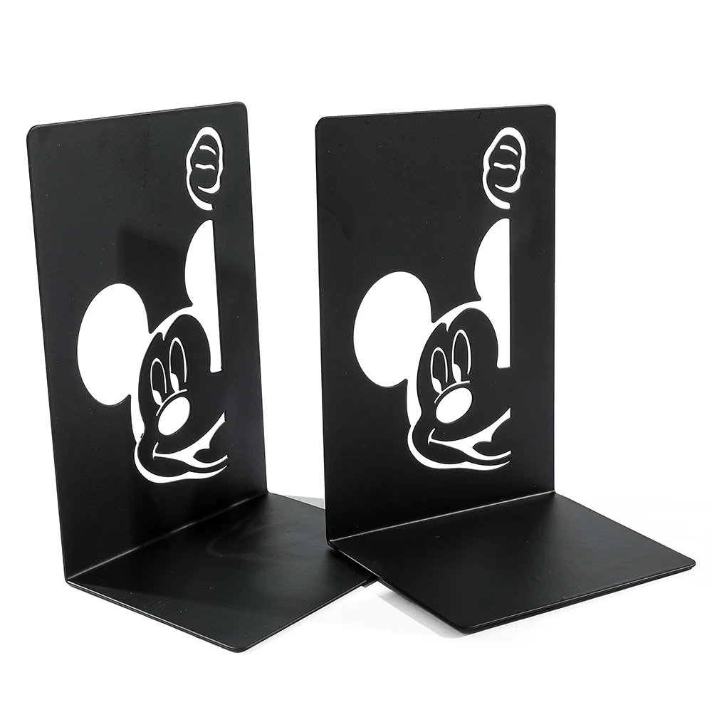2PCute and playful Mickey bookend, metal material, Disney fans' desktop storage book end decoration bookends office supplies 4