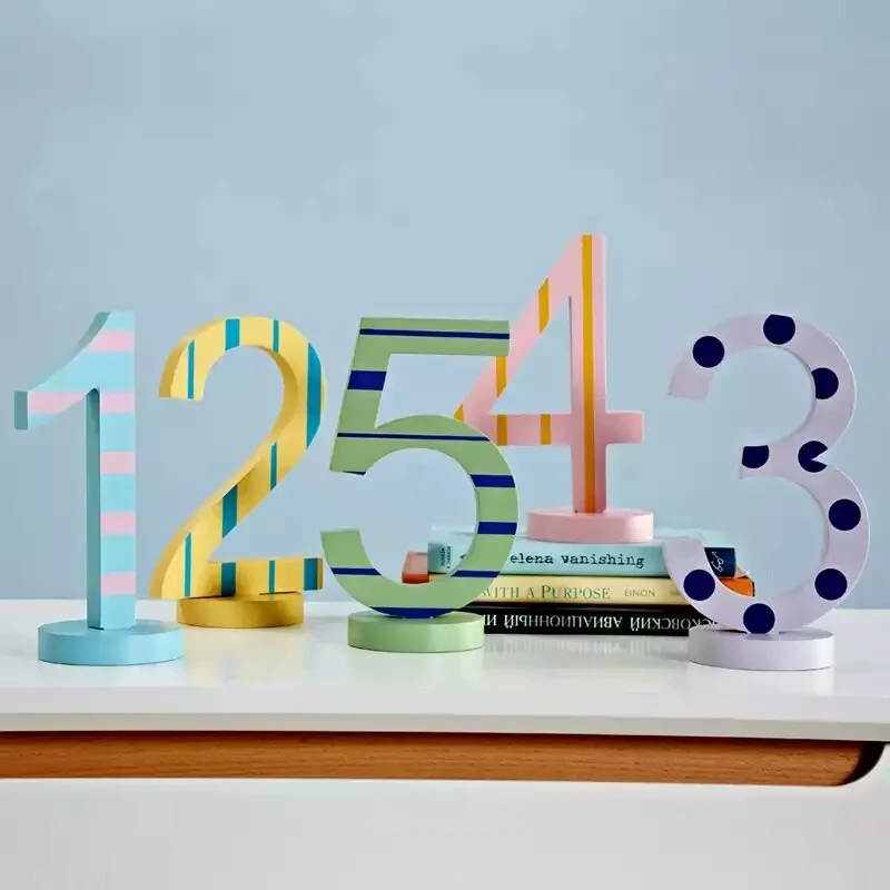 

Children's digital literacy color decoration study creative wooden decoration kindergarten creative wooden digital sign