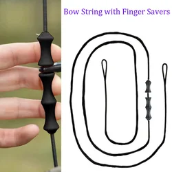 Durable Archery Bow String with Finger Savers for Recurve and Longbow Hunting & Target Practice (55.9in(142cm))