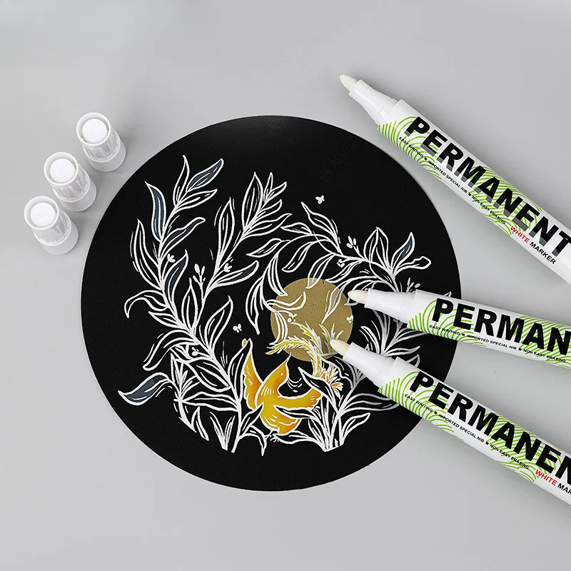 흰색 마커 유성 미세 팁 택배 방수 비퇴색 광고용 인사말 카드 타이어 유리 형광펜 지우지 못함