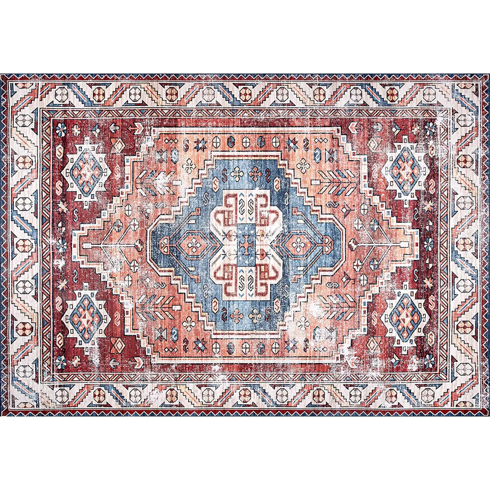 Persian Pattern Runner Rug Retro Soft Silk Comfortable Nonslip Bedroom