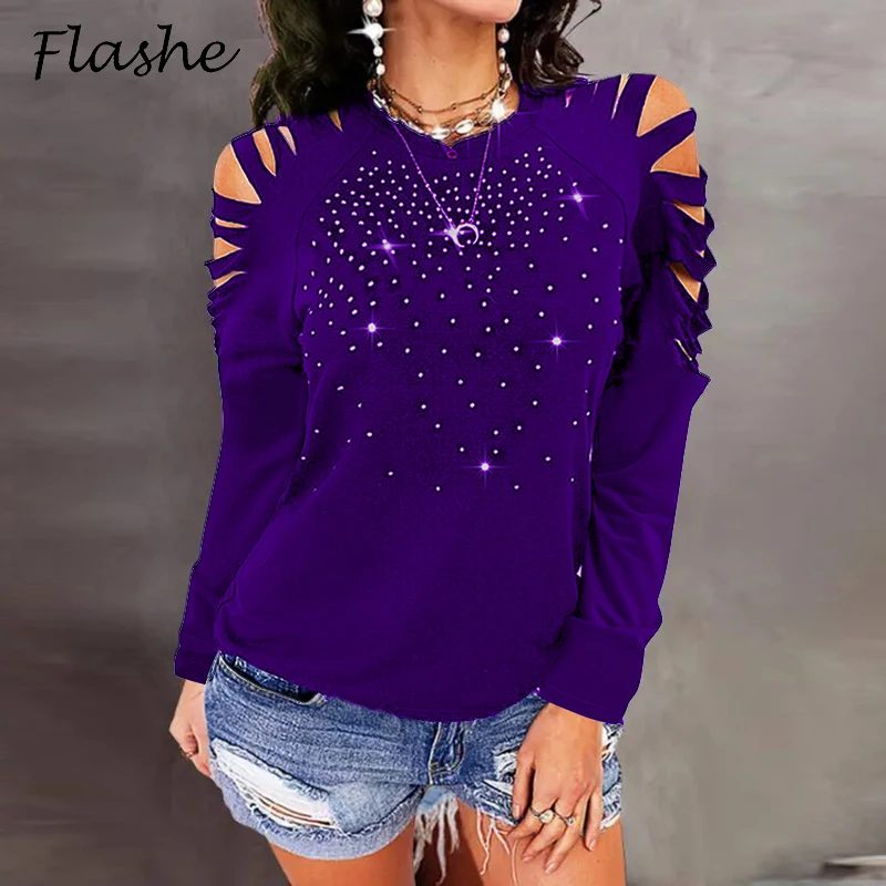 Autumn Women T Shirts Off Shoulder Long Sleeve Women Tops Sexy O Neck 