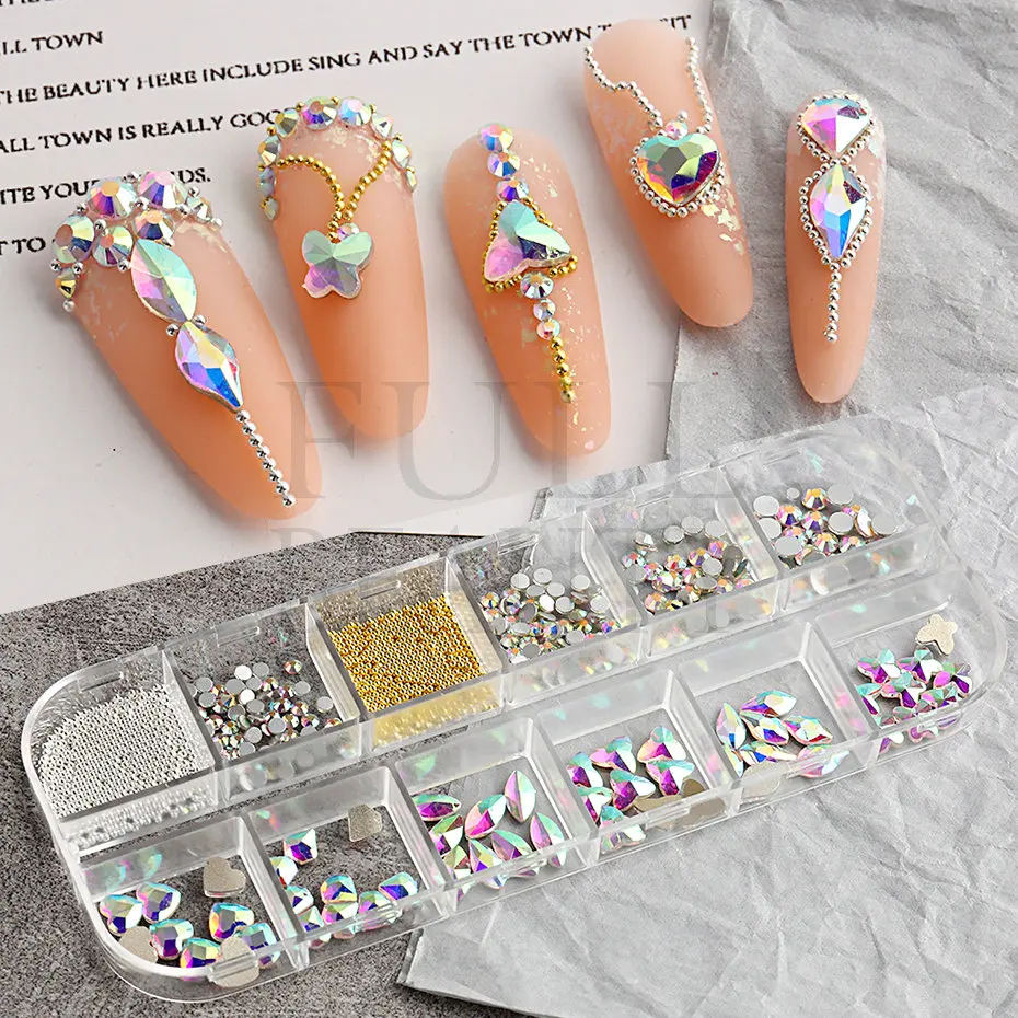 3D Nail Art Rhinestones Multi Color Nail Decorations Gold Red Green Blue  Black Mixed Size Crystal Gems DIY Nails Accessories - AliExpress