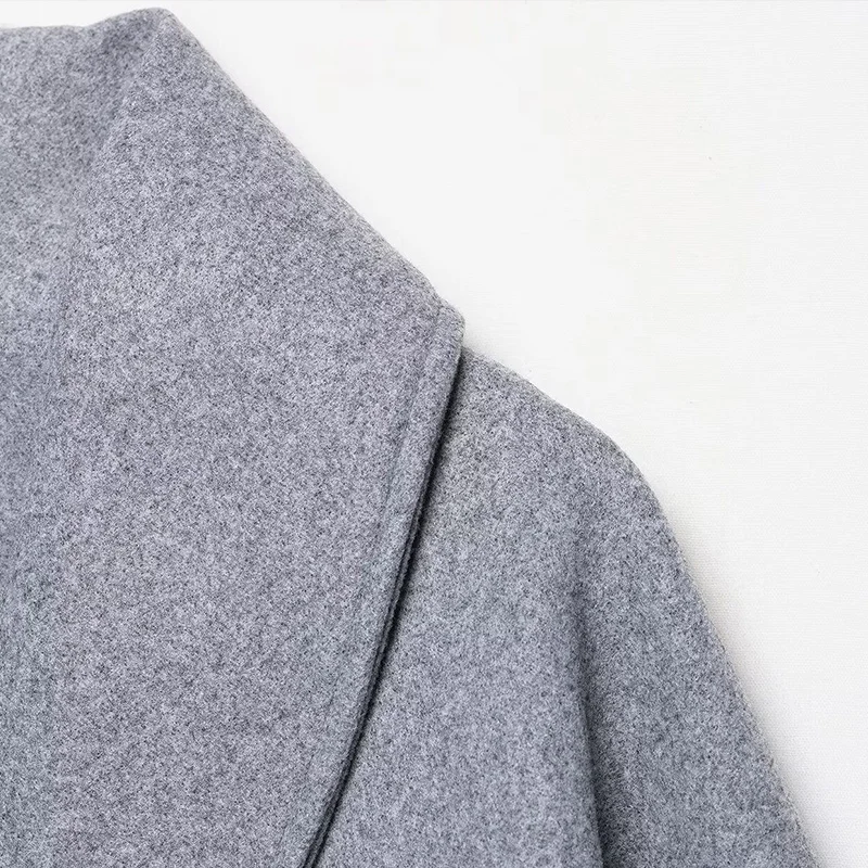 Wildleder frauen Windjacke Spitze Up Drehen-unten Kragen Korridor Typ Zweireiher Epaulet Weiblichen Mantel Straße Jacke Für damen – Detail 18