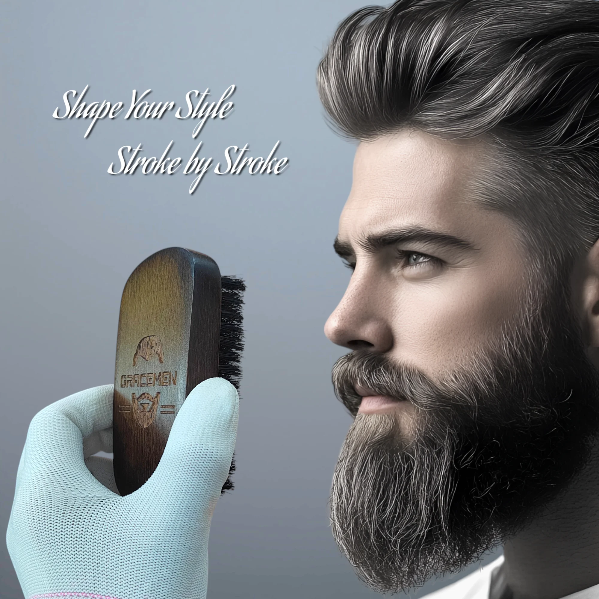Gracemen Premium Retro Beard Brush Grooming Facial Brush for Men - 100% Boar Bristle and Old-stly Wooden Handle Man 5