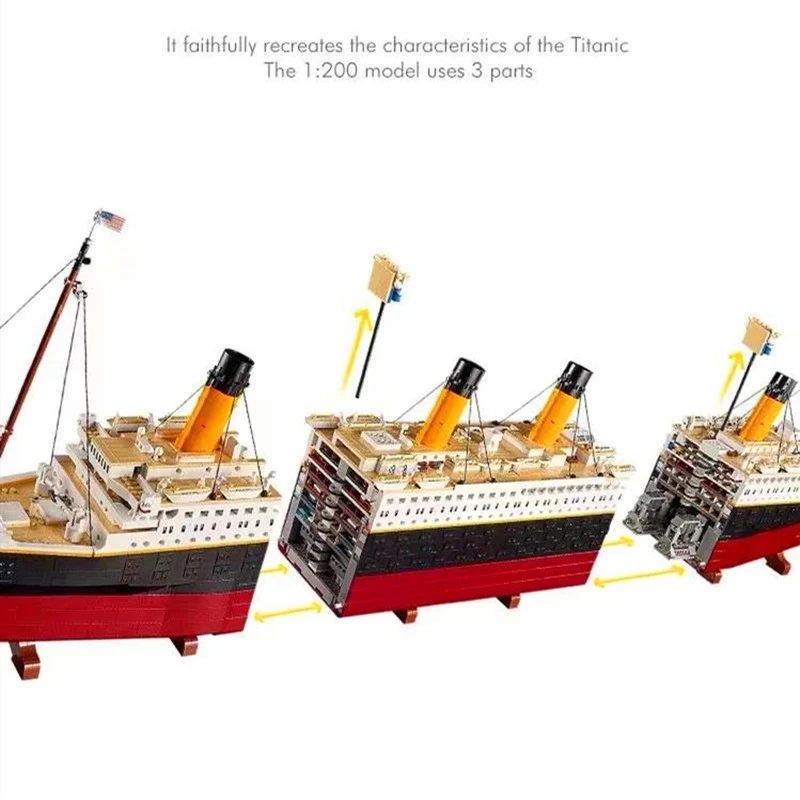 In magazzino ora-99023 compatibile 10294 Titanic Large Cruise Boat Ship Steamship Bricks Building Blocks bambini giocattoli fai da te