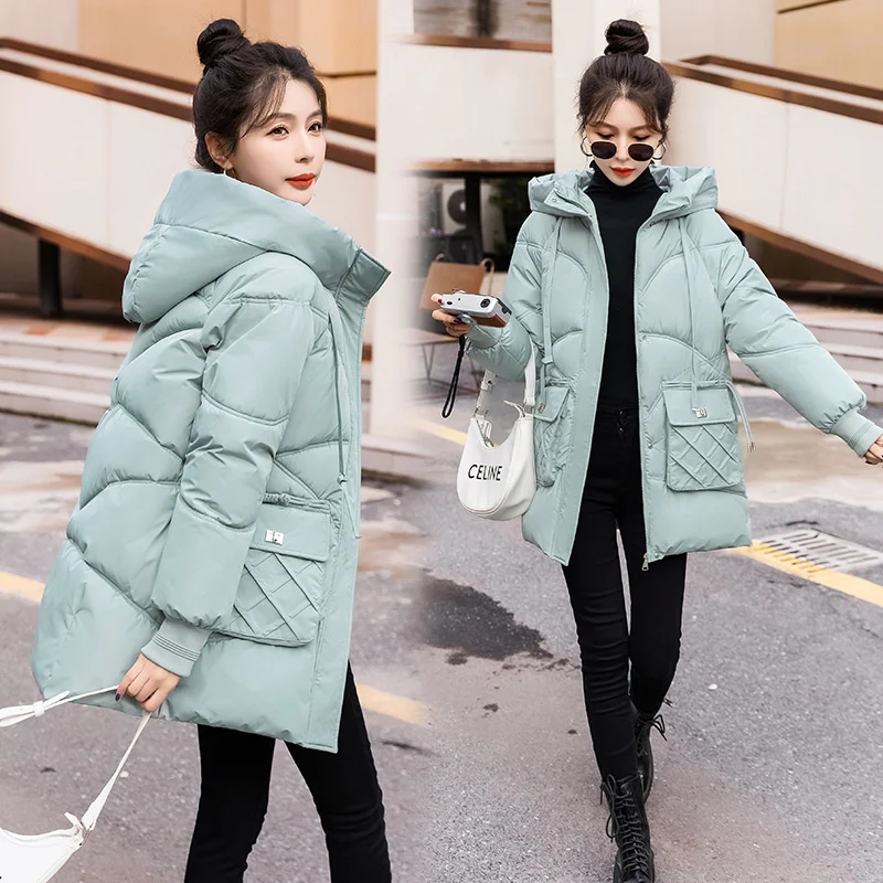 

2023HOT New Women's Parka Winter Jacket Hooded Long Thick Warm Cotton Padded Jackets Parkas Woman Clothing Oversized Parkas Coat