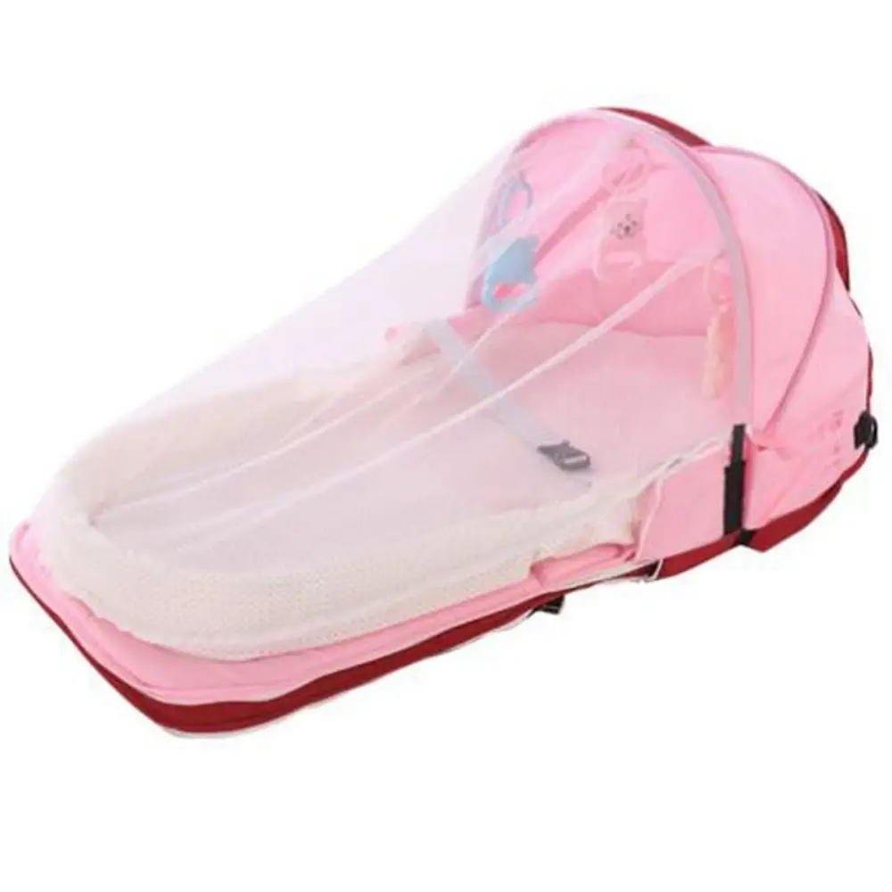 Zaino da viaggio pieghevole per bambini Lettino da viaggio per bambini durevole impermeabile Copriletto staccabile con zanzariere Borsa per mamma portatile - immagine 2