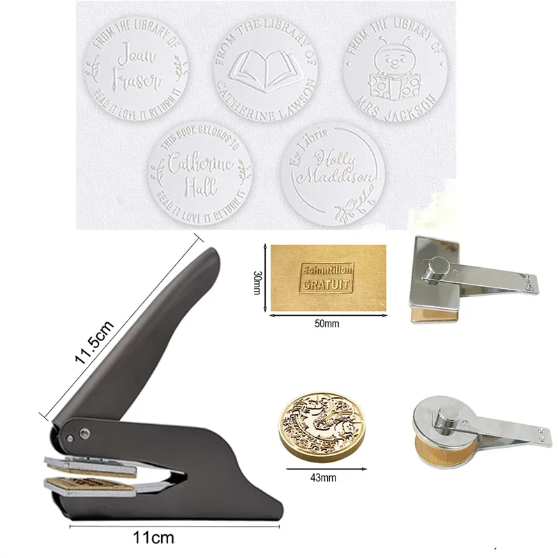 맞춤형 양각 스탬프 맞춤형 맞춤형 도서 Embosser 인감 청첩장 로고 사용자 정의 엠보싱 종이 스탬프