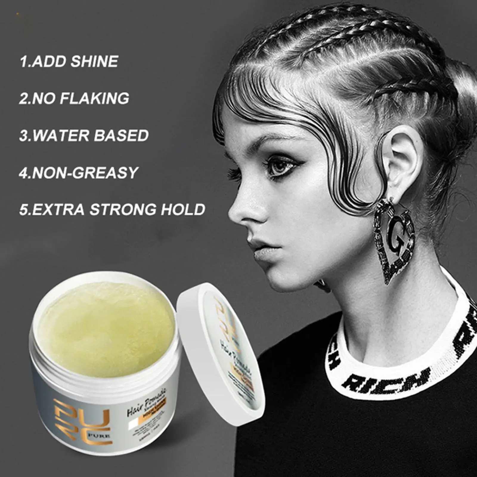 PURC Retro Style Hair Care Oil Fluffy Men's Hair Styling Wax Smooth Shine Oil Hold Gel Head Strong Cream Z8Q4