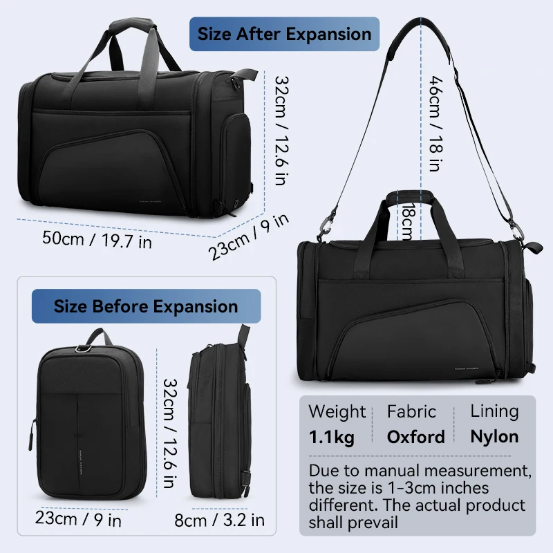 5122-ac1237.jpg Foldable Duffle Bag Men With Shoes Pouch Large Capacity Gym Bags