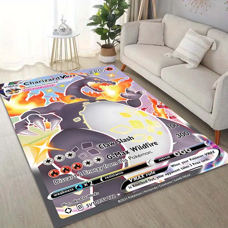 15 Sizes Pok&eacute;mon Cards Charizard Printing Carpet for Living Room Bedroom Kid's Room Home Decor Area Rug Sofa Cloakroom Mat floor mat decorative carpet kids carpet