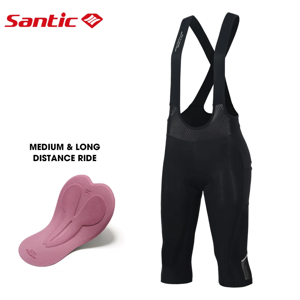 

Santic Women Cycling Bib Shorts Summer MTB Bike Bibs Shorts Seamless Pad Tights Pants Quick Dry Reflective Breathable Asian Size