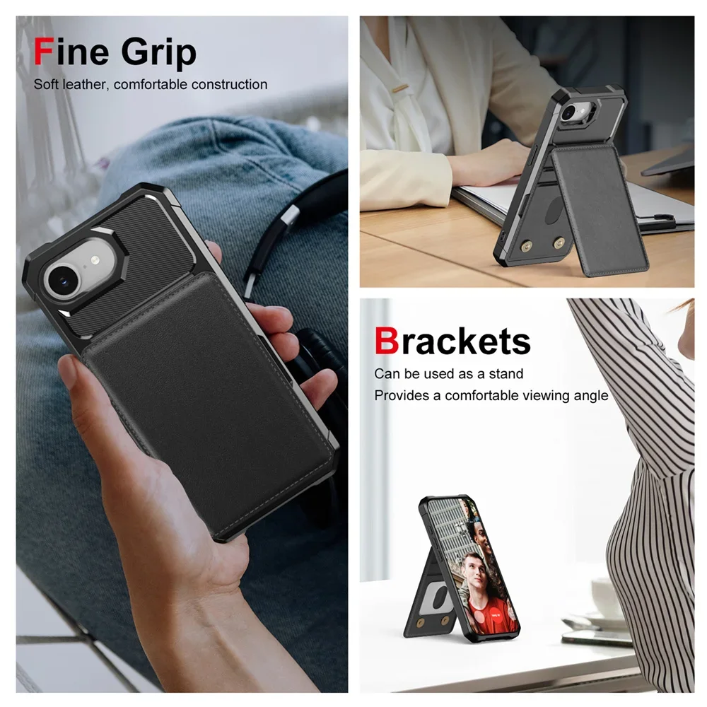 Enhanced Leather Wallet with Card Holder and Shockproof Phone Case Cover