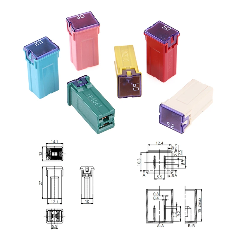 

1Pc Mini Seiko Square Car Fuse Length 32V 20A25A30A40A50A60A Plastic Square Fuse Box 27*12*10mm