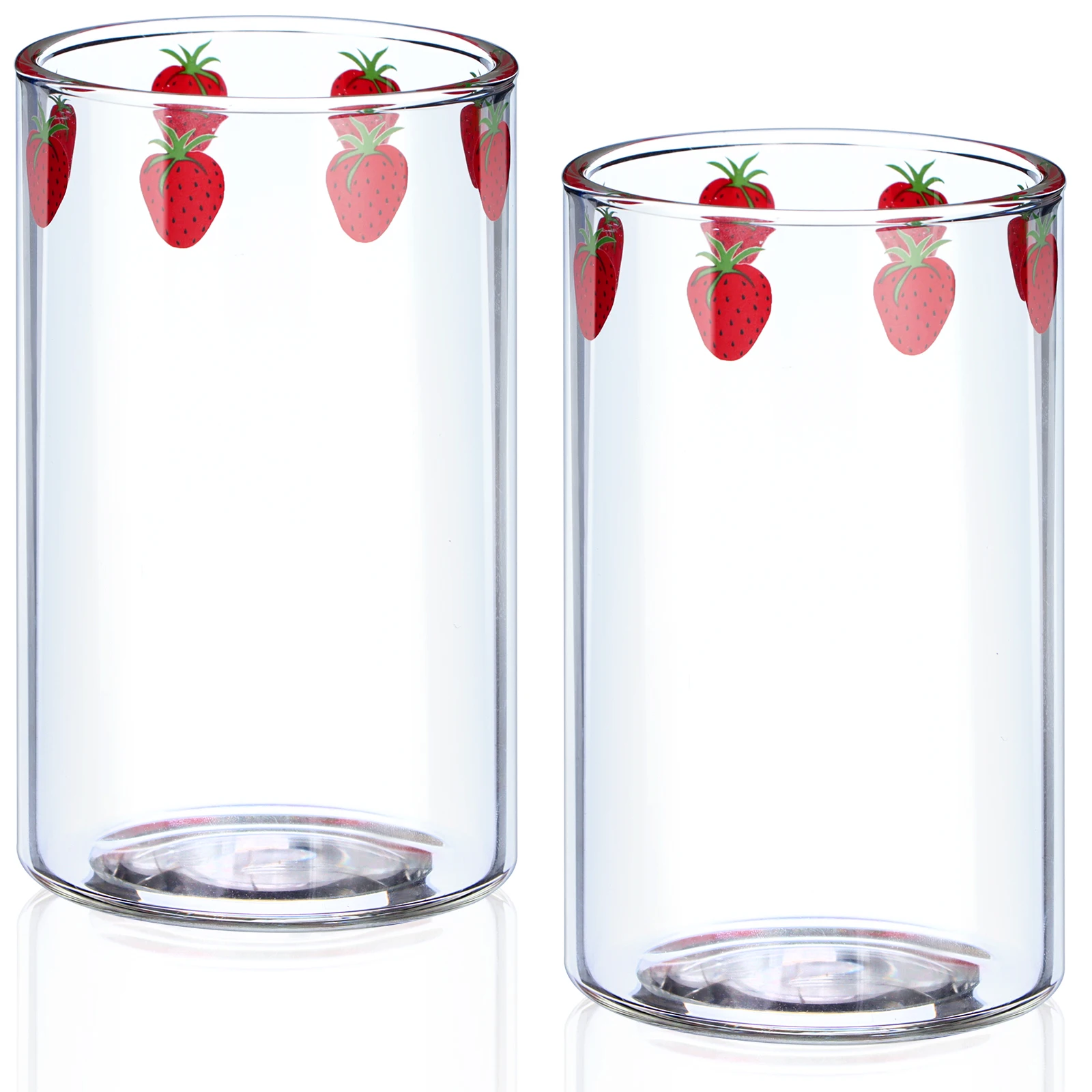 300ml Strawberry Cute Glass Cup With Straw Creative Transparent Water Cup  Student Milk Heat Resistant Glass Nana - AliExpress