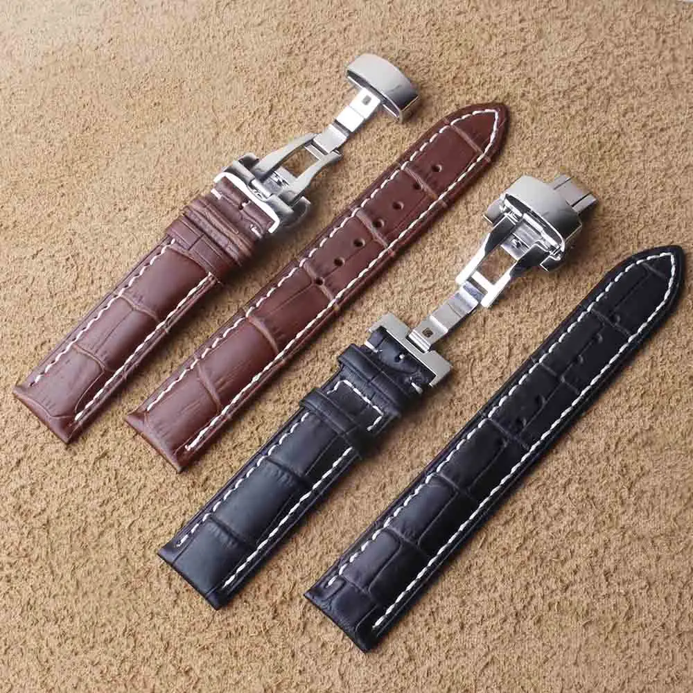 Cinturini Da 19Mm Cinturino In Vera Pelle Nero Marrone Fabbrica Stock Fit Longines Tissot Mens Ladys Orologio Da Polso Piega Fibbia Di Distribuzione