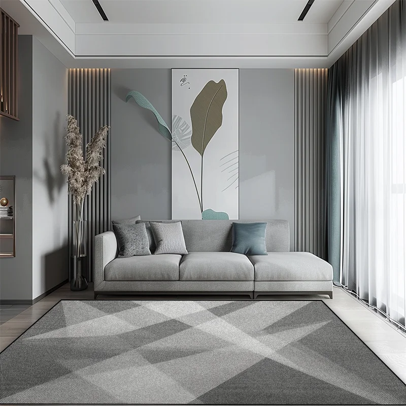 Geometric grey living room carpets bedroom decoration sofa washable large area rugs office non-slip high-grade custom floor mats 2