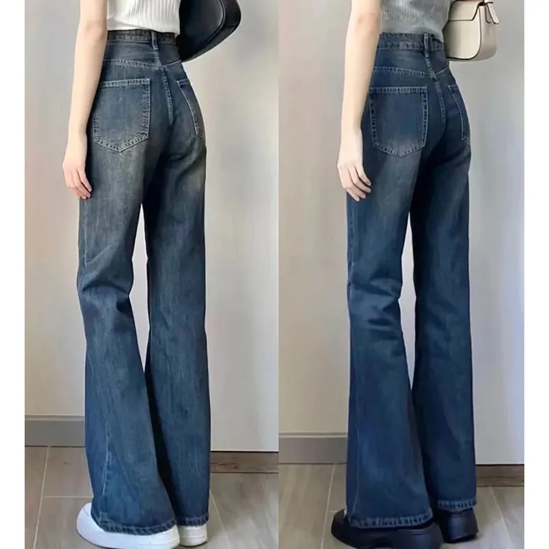 

New Female Micro La Jeans Spring Autumn Annals Women High Waisted Wide Leg Denim Pants Ladies Large Size flared Cowboy Trousers