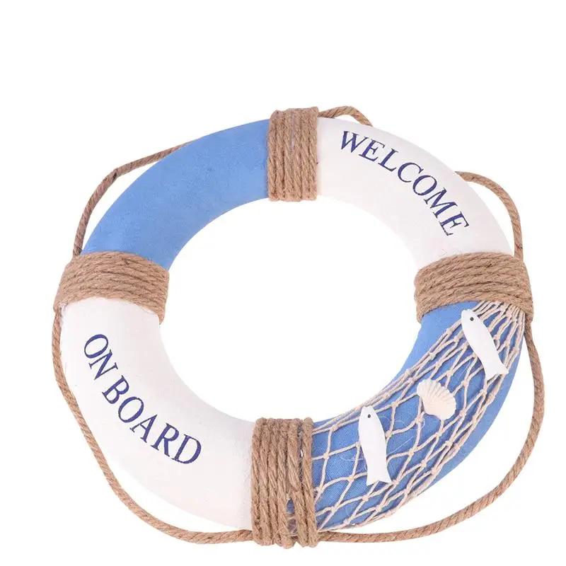 1 Pz 30Cm Appeso Lifebuoy Decorazione Stile Mediterraneo Artigianato Pirata Decorazione Per Ristorante Cafe Shop Bar (Pesce Blu)