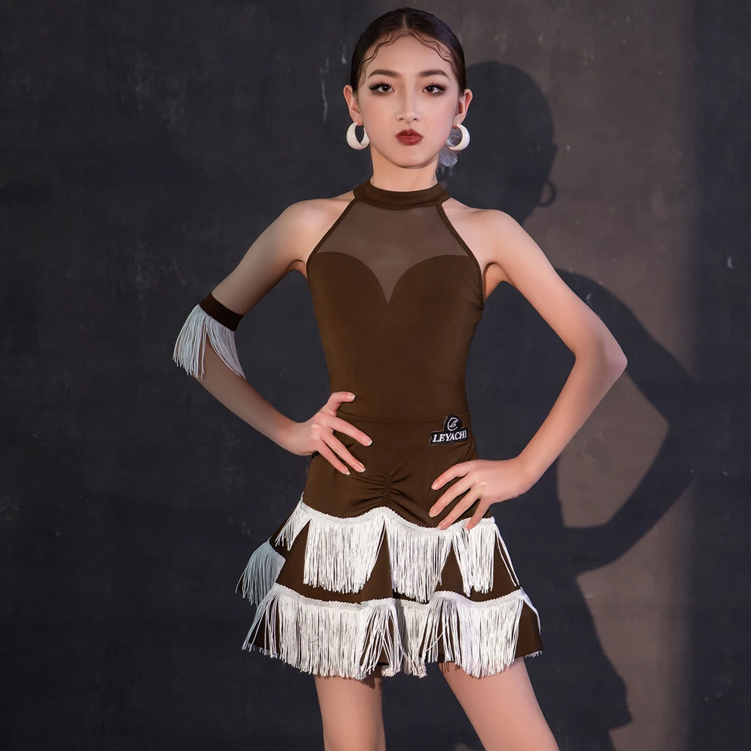 

Женское платье для латиноамериканских танцев, без рукавов, с бахромой и юбкой, модель DQS12123, 2023