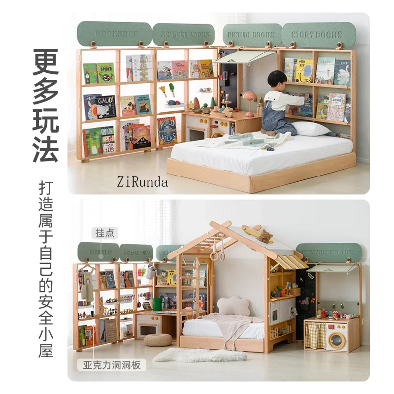 Newsstand picture book house, all solid wood bookshelf reading corner game house under the bed storage shelf bookshelf