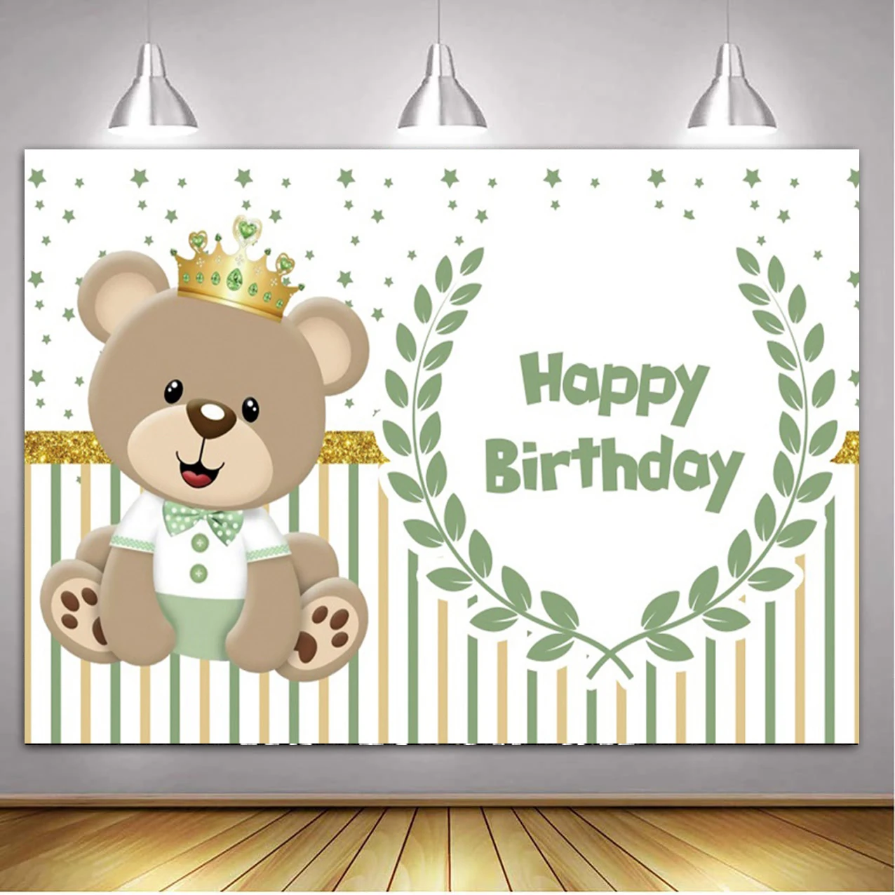Teddy Bear Baby Shower Backdrop with Floral and Balloon Decor for Photography and Kid's Birthday Parties